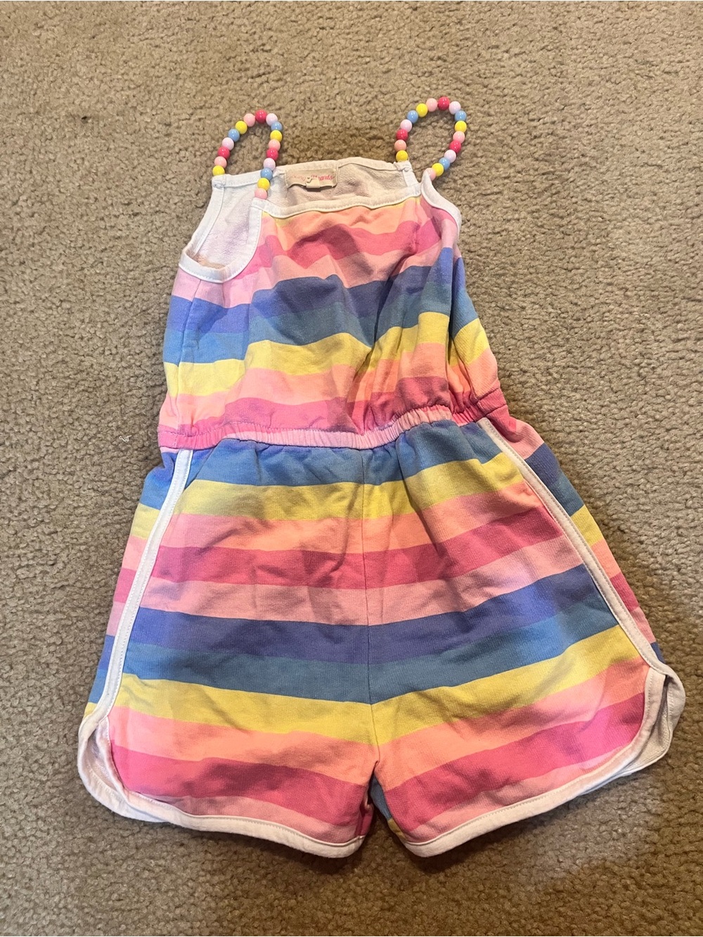 Kids Rainbow Stripe Romper - Multicolor beads 6